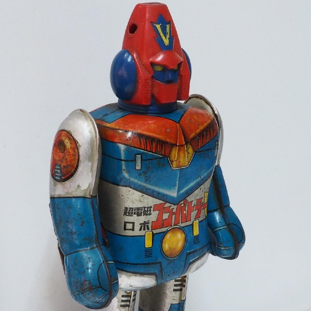 ポピー【コン・バトラーV動作不良 角欠】当時物ブリキ ゼンマイ歩行ロボットTIN