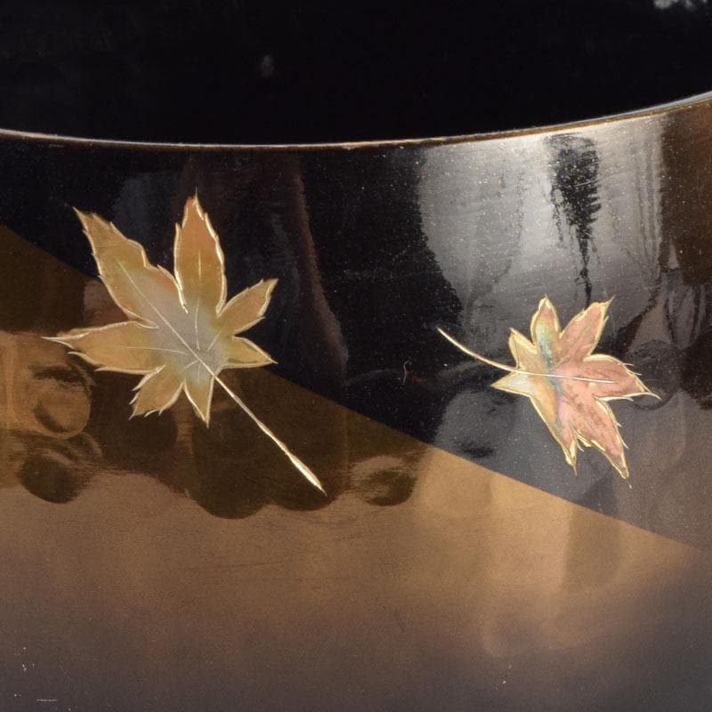 仏教美術 仏具 銅製鎚目 紅葉蒔絵 本手打 おりん V 8937