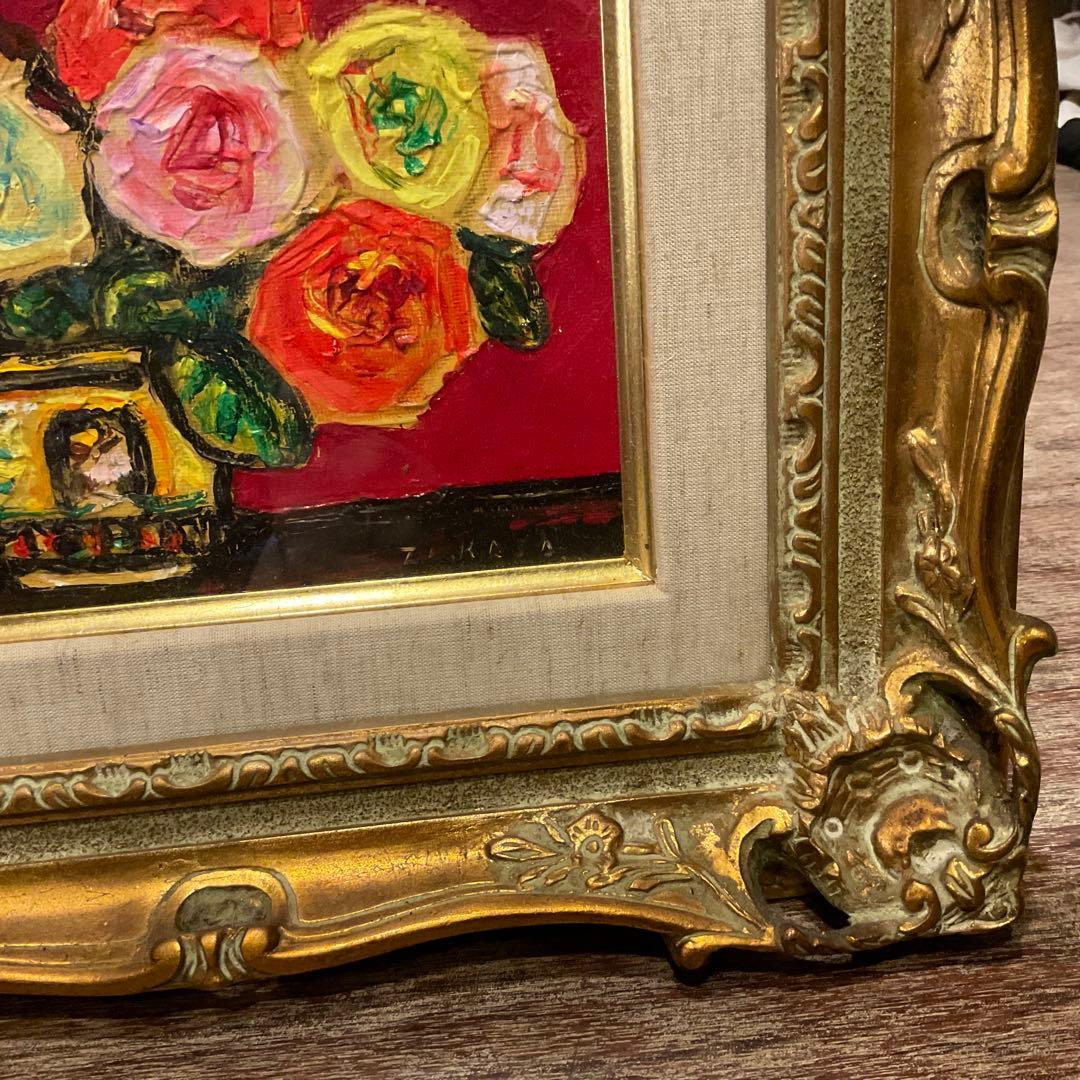 市村司「ばら」薔薇/バラ 油彩 アートクラブ会員 油彩画 額付き アート