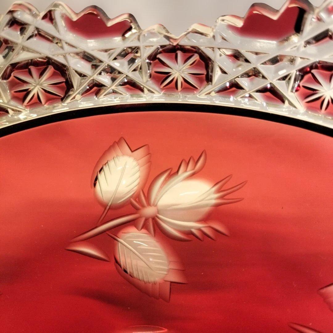 マイセンクリスタル ボール25cm 赤被せ バラ - メルカリ