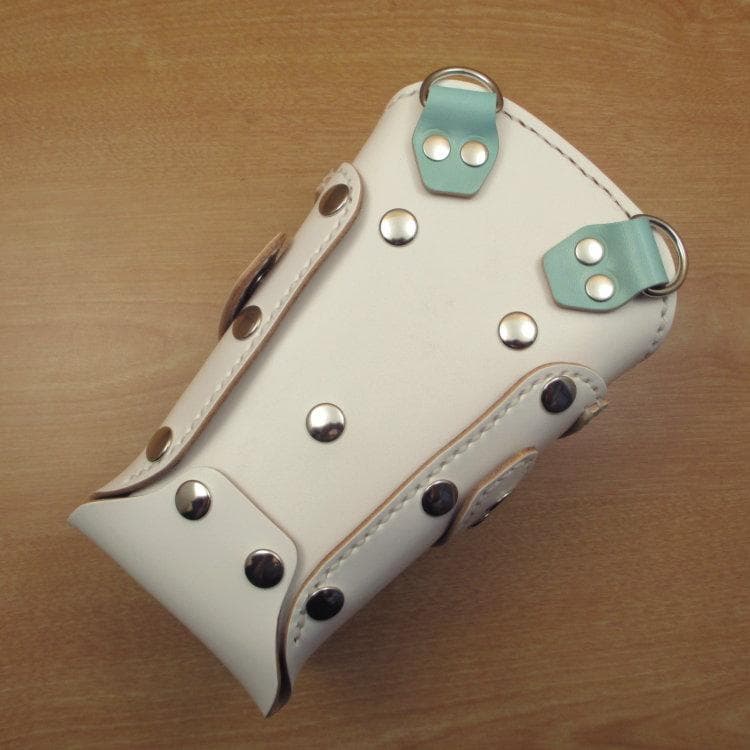 ホワイト＆空色　６丁差し　本革シザーケース　SCA-61/CWA