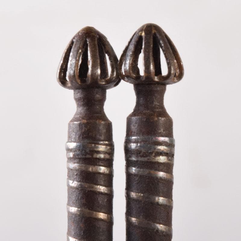 茶道具　内藤四郎作　古鉄　火箸　二種二組　共箱　C　7511