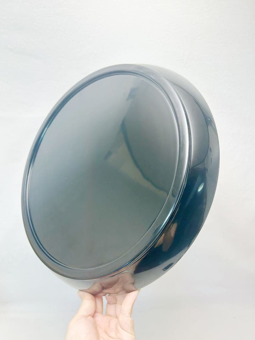 ほぼ未使用 茶道具 助田宗明木製黒塗 螺鈿細工 青貝 八卦盆 共箱