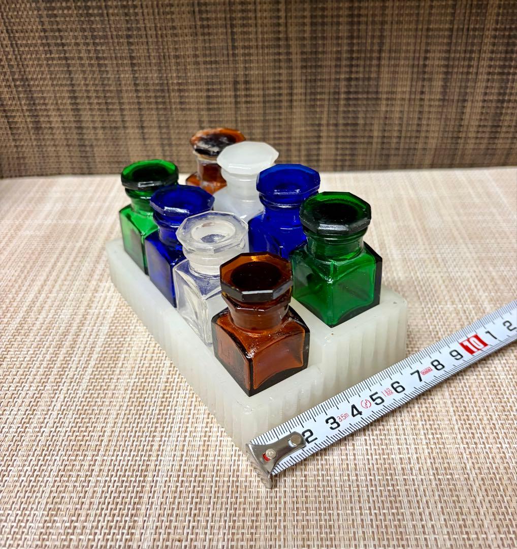 戦前 歯医者 薬瓶 ミルクガラス 薬瓶台 セット ① - メルカリ