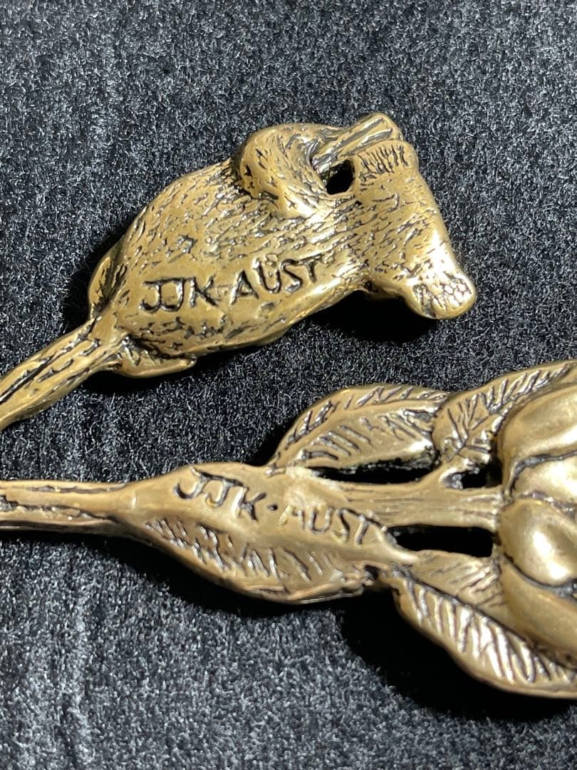 ヴィンテージ JJK オーストラリア装飾真鍮ティースプーン2とスクープ