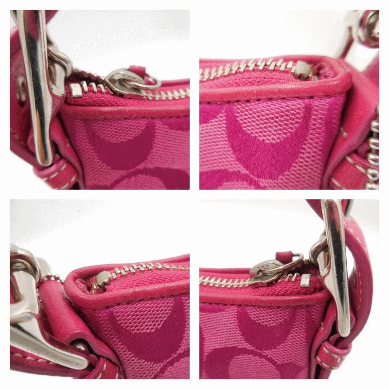 ✨COACH　コーチ　ポーチ シグネチャー ピンク キャンバス／レザー