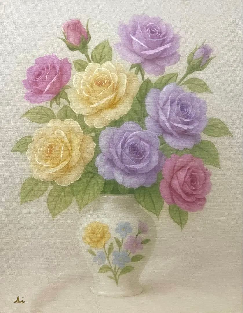 (F6号) 白川杏子【柔らかい光に包まれて】表サイン有/裏共シール有/真作/油彩