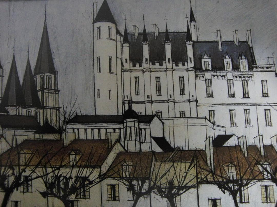 ベルナール・ビュッフェ「Chateau de Loches」希少画集の額装画