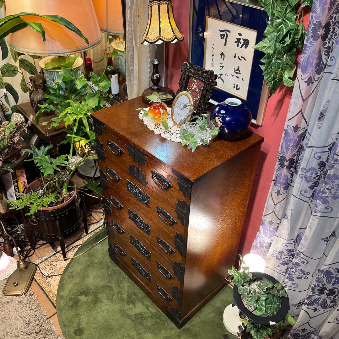 Sale 和製アンティーク 重厚感ある鉄器 チェストキャビネット 民芸