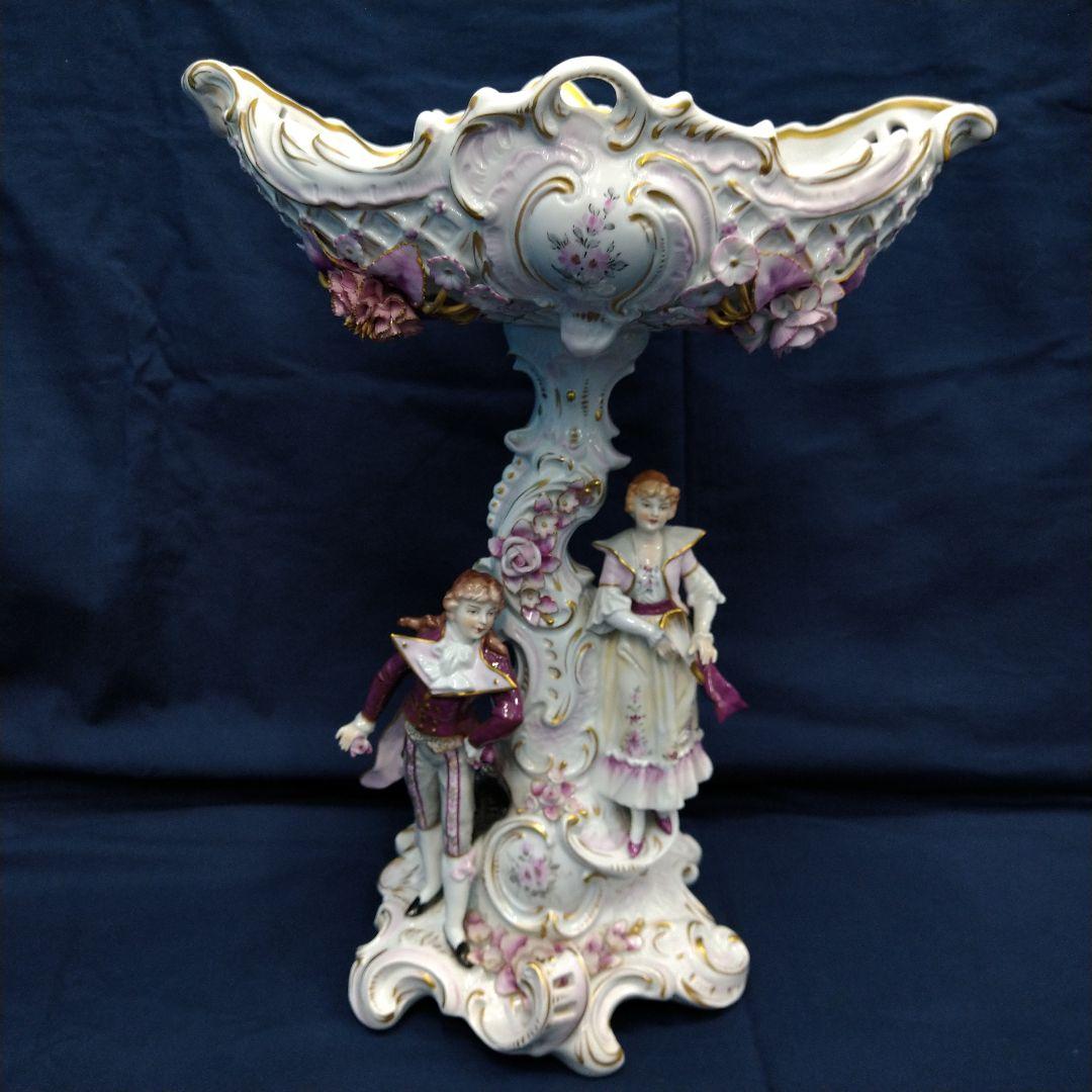 50体限定、ジッツェンドルフ(Sitzendorfer)恋人文透かしコンポート 50体限定、ジッツェンドルフ(Sitzendorfer)恋人文透かしコンポート