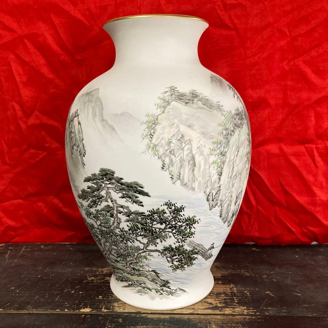 深川製磁　壺　山水図　オールド深川　画/金武自然