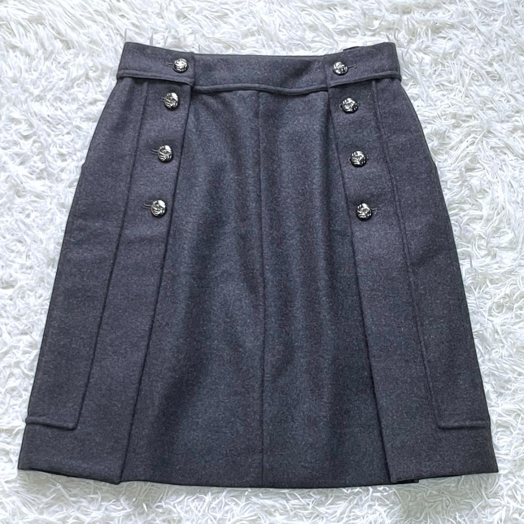 みるく　CHANEL ココマーク メタルボタン アンゴラ混ウールスカート