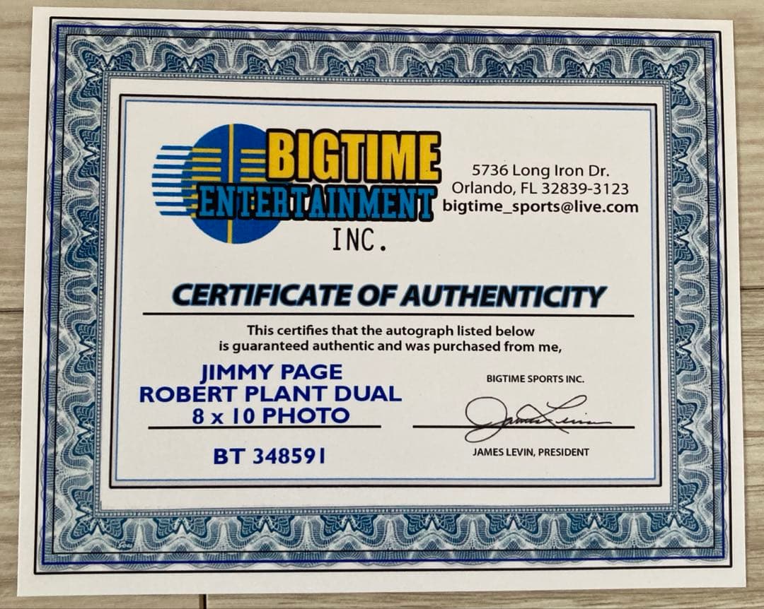 レッド•ツェッペリン ロバート・プラントとジミー・ペイジの直筆サイン