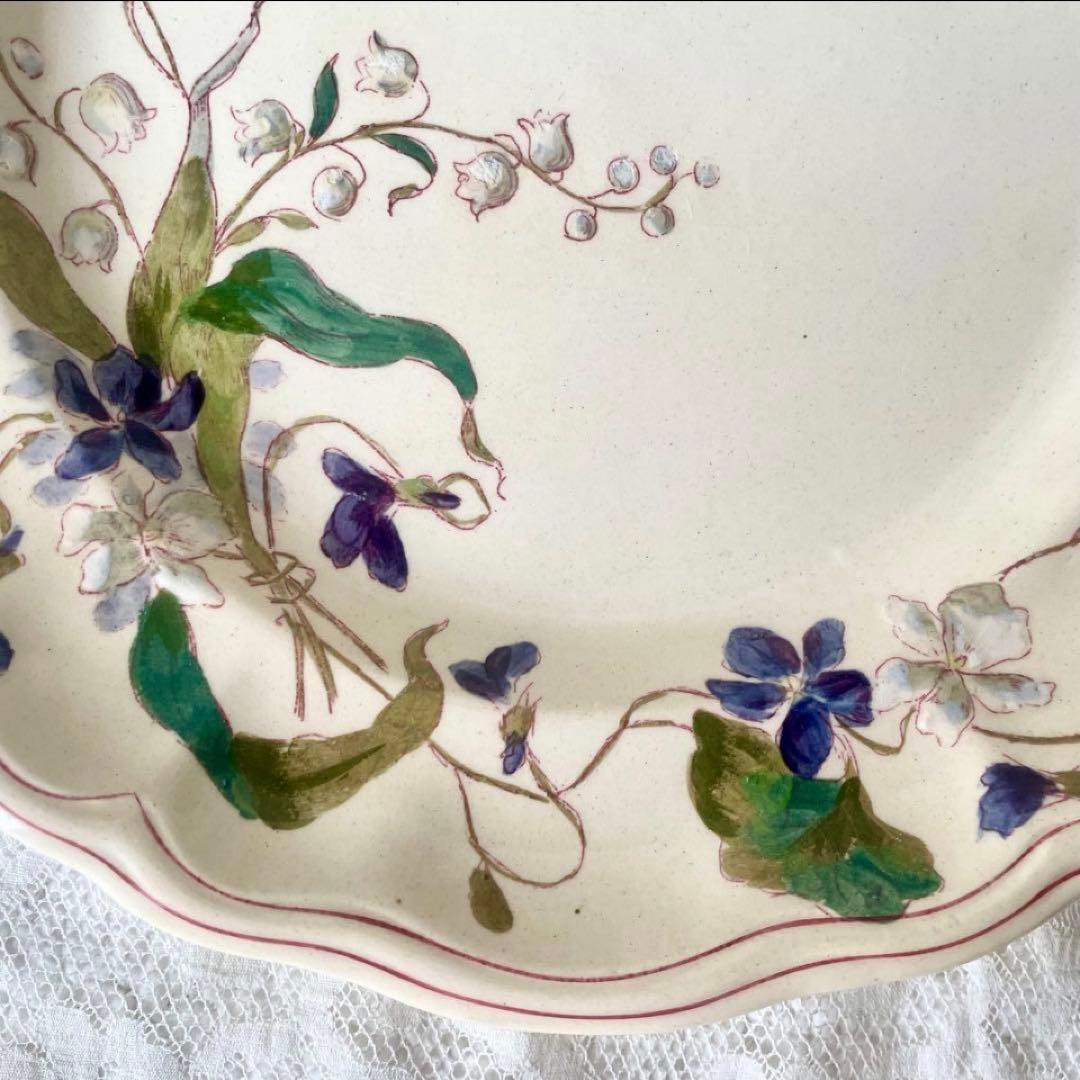レア】すずらんとスミレのプレート皿 ロンシャン 鈴蘭すみれフランス