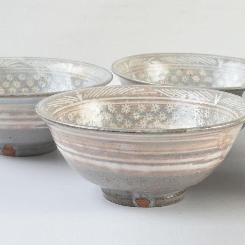 茶道具 金海駕洛窯 三島 数茶碗 五客 共箱 V 9468