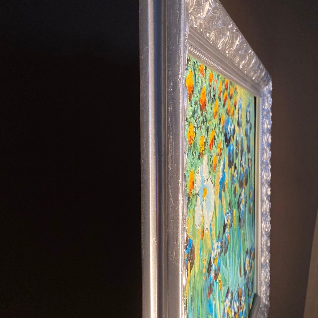 ★アウトレット★手書き油絵  ゴッホ アイリス 額付き インテリア 油彩画