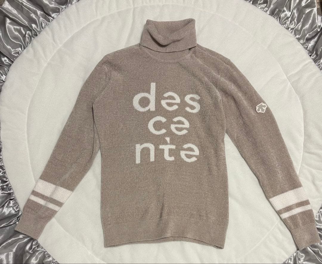 デサントゴルフ　タートルネックインターシャモールセーター　ニット