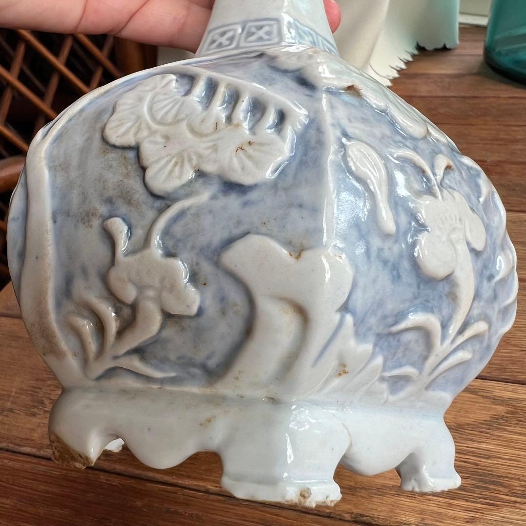 李朝 鹿 鶴 兎 亀 竹 梅 分院 朝鮮 骨董品 花瓶 壺 陶器 染