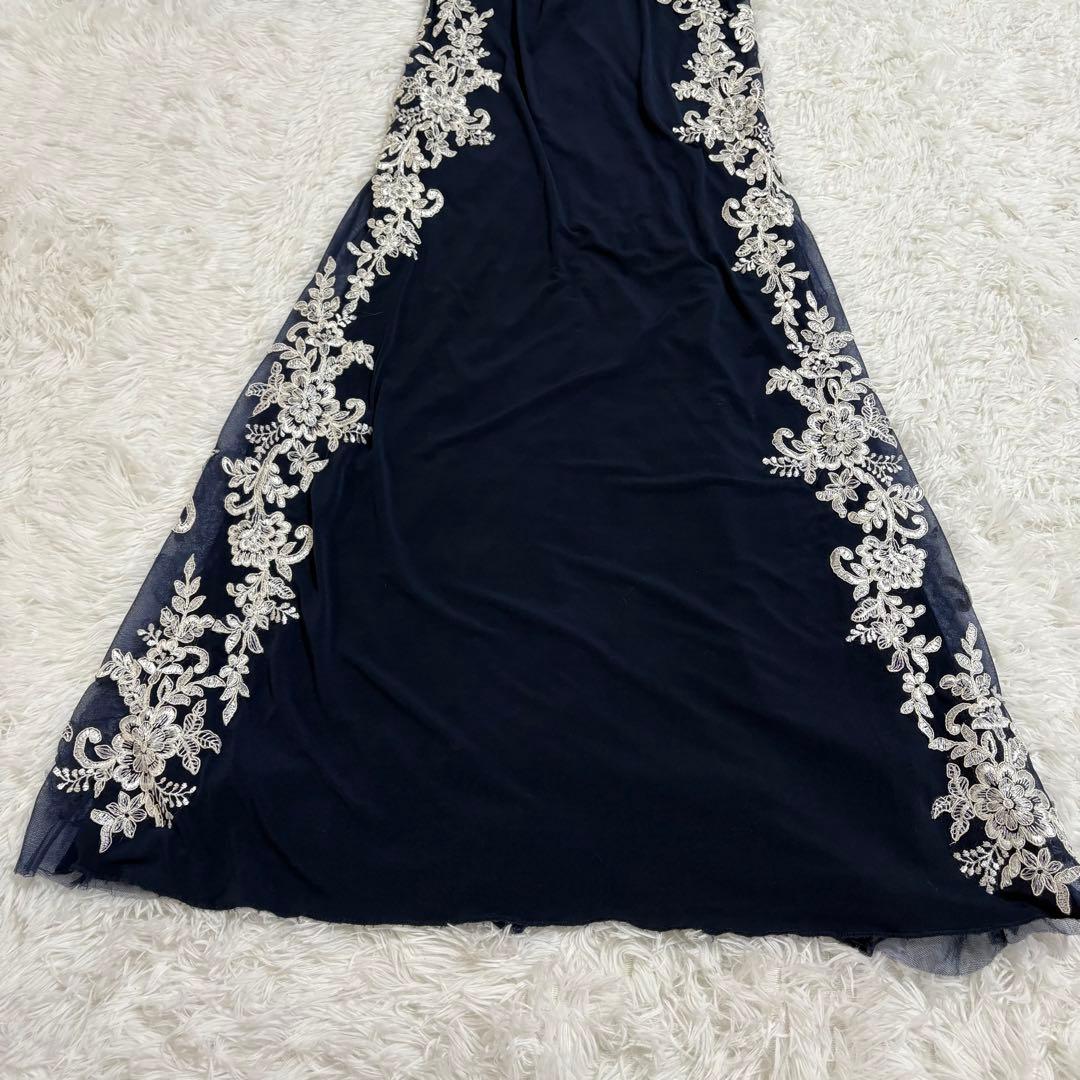 IRMA イルマ　ロングドレス　フラワー刺繍　ネイビー