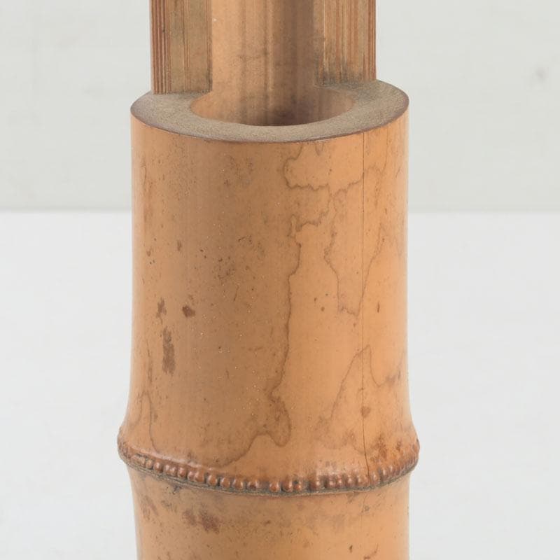 茶道具 古竹製 一重竹花生 花押あり 仰止斎（松尾宗古）書付共