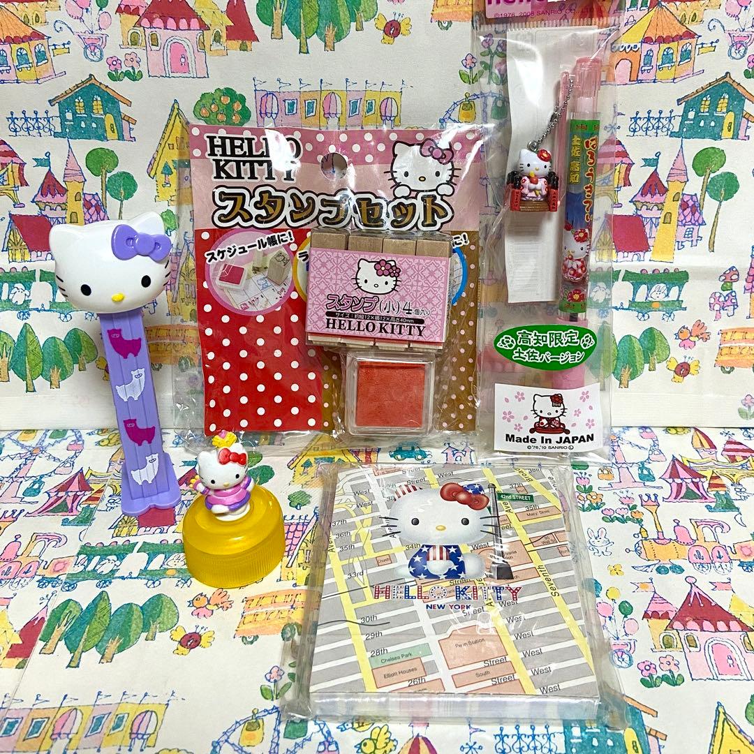 ハローキティ まとめ売り26 ベーシックぬいぐるみ ご当地メモ帳 根付 はんこ他