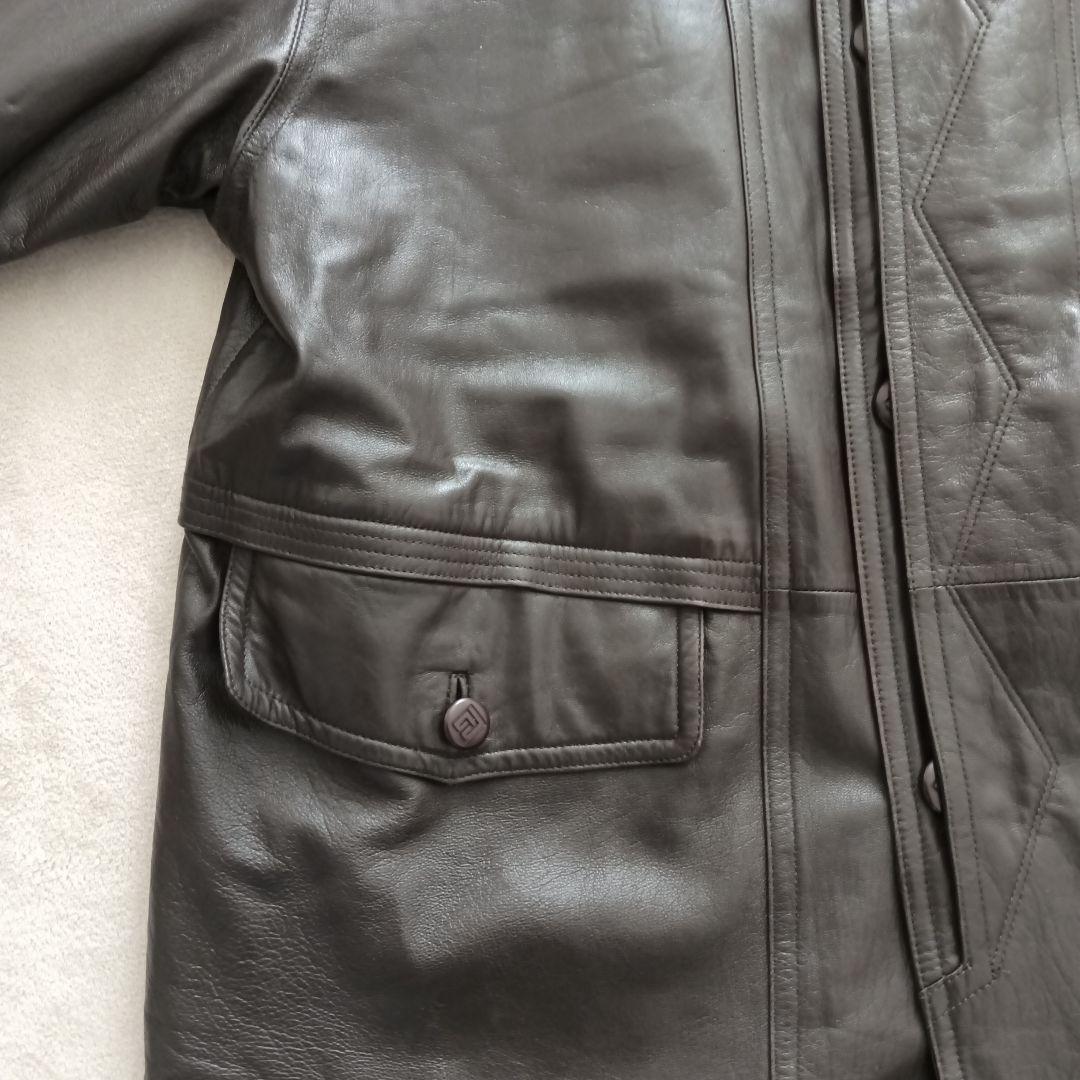 ピエールバルマン　ラムレザーコート ヴィンテージ　ブラウン　サイズLL