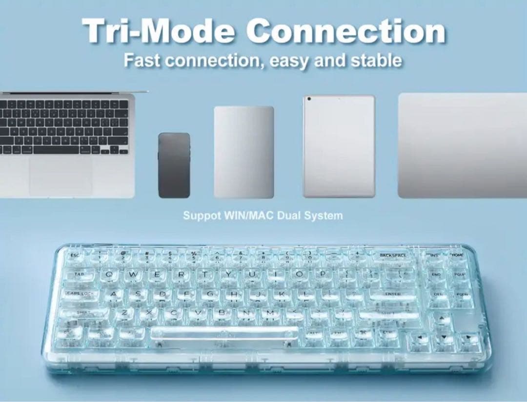 YUNZII X71 メカニカルゲーミングキーボード ライトブルー