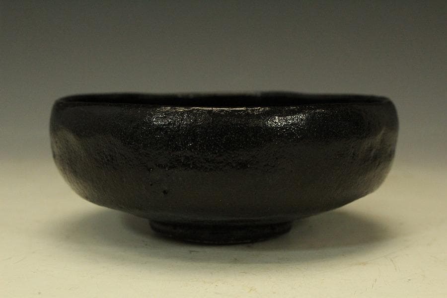 大特価 茶道具 楽焼 黒楽平茶碗 在銘 作家物 未使用 763