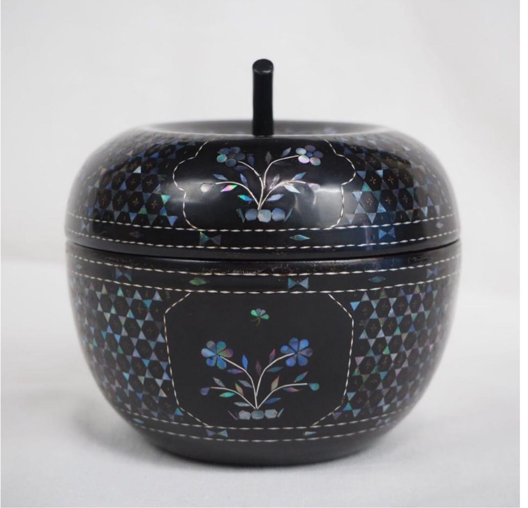 送料無料　古いりんご形螺鈿香合/蓋物　★希少品★
