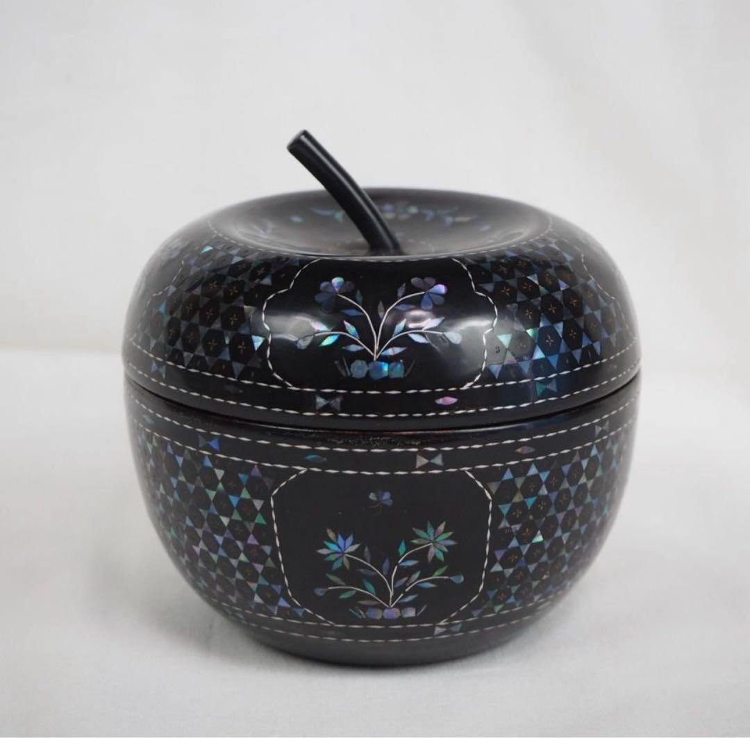 送料無料　古いりんご形螺鈿香合/蓋物　★希少品★