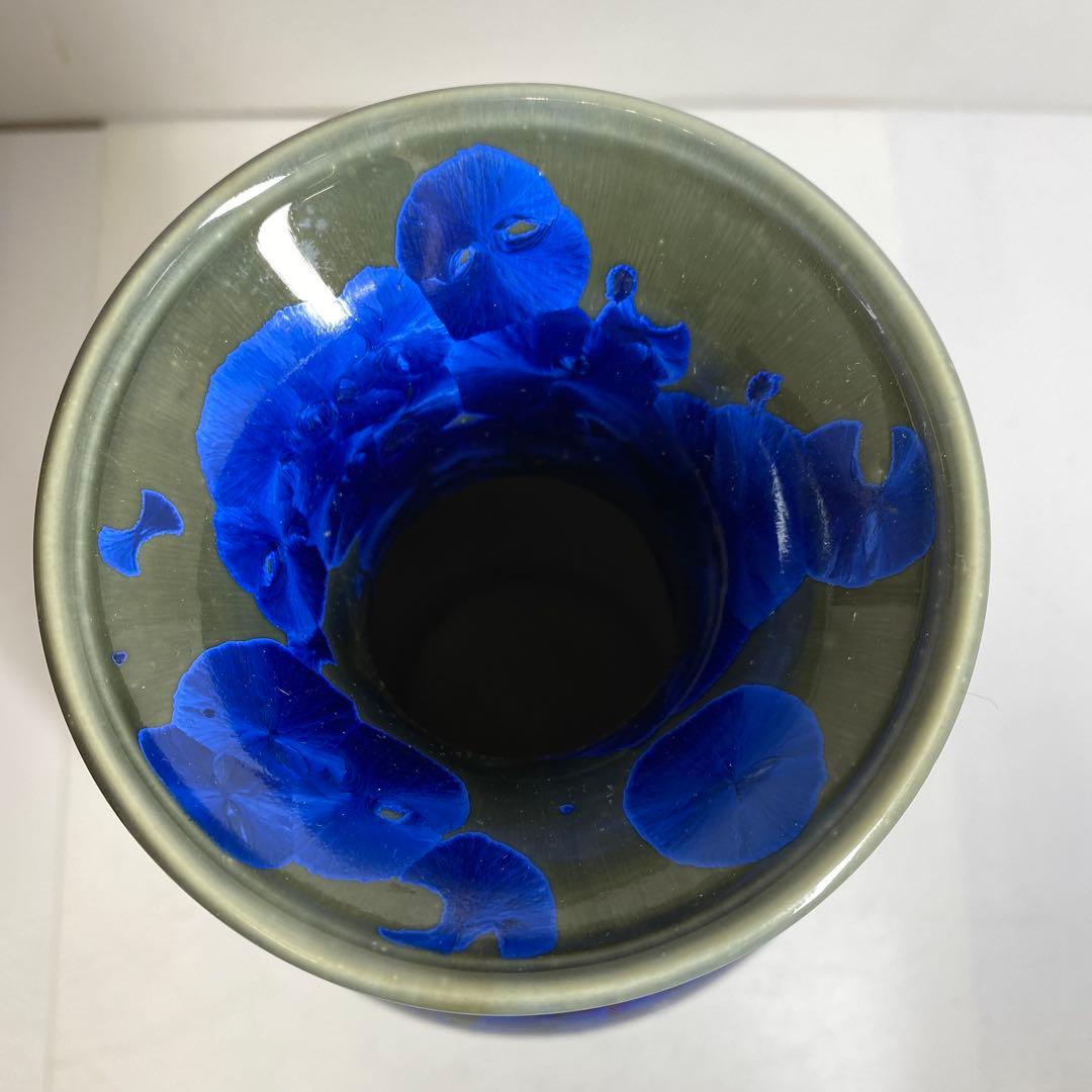 中国美術　青釉花入　共仕立箱　高さ約31㎝　タサコサ　東さ7-1102⑤