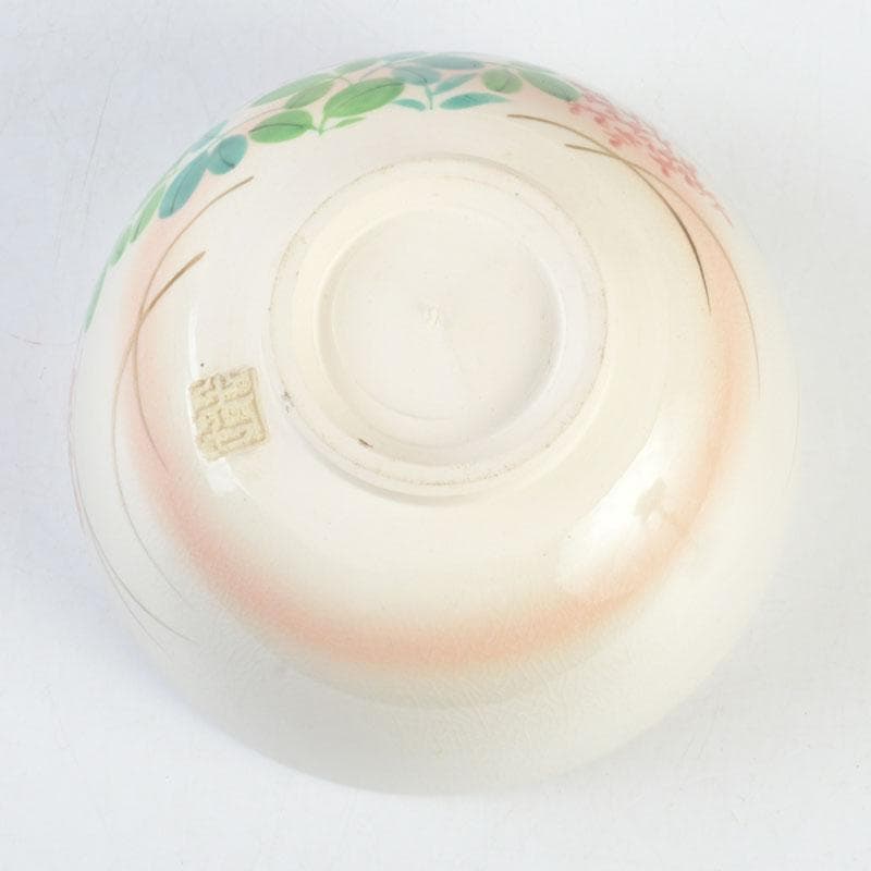 茶道具 白井半七造 色絵 秋草絵 茶碗 銘「涼風」 即中斎極め箱 M