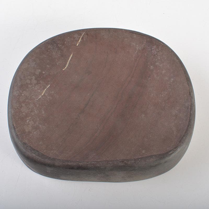 中国書道具端渓硯圓硯唐木蓋付C7575