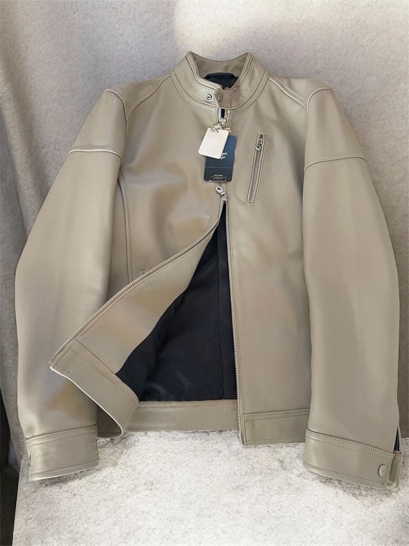 新品 ラトルトラップ ライトベージュ シングルライダースジャケットL