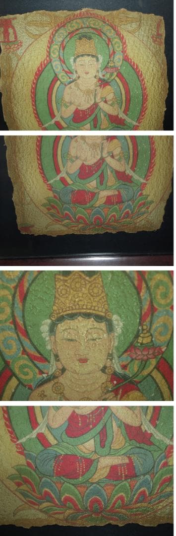 骨董市 掘り出し品中国唐時代 敦煌莫高窟壁画 彩絵 Z0985B18-5