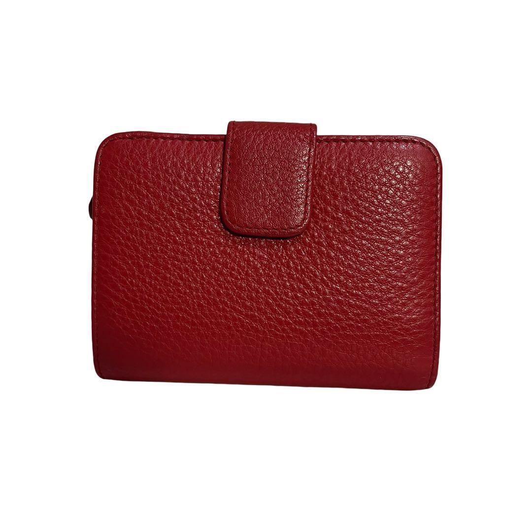 レア✨プラダ 二つ折り財布 サフィアーノレザー ロゴ金具 レッド 赤