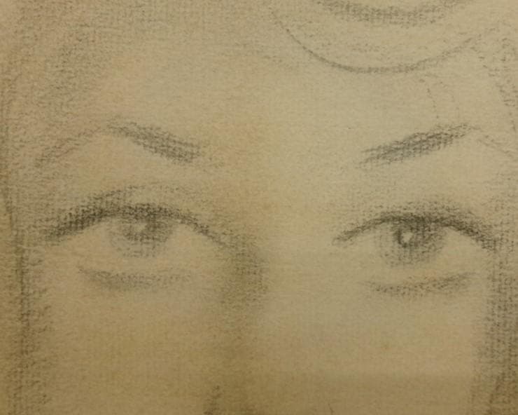 【真作】◆東郷青児『デッサン』 滞欧作 二科展出品作 エンボス印 鉛筆・水彩◆