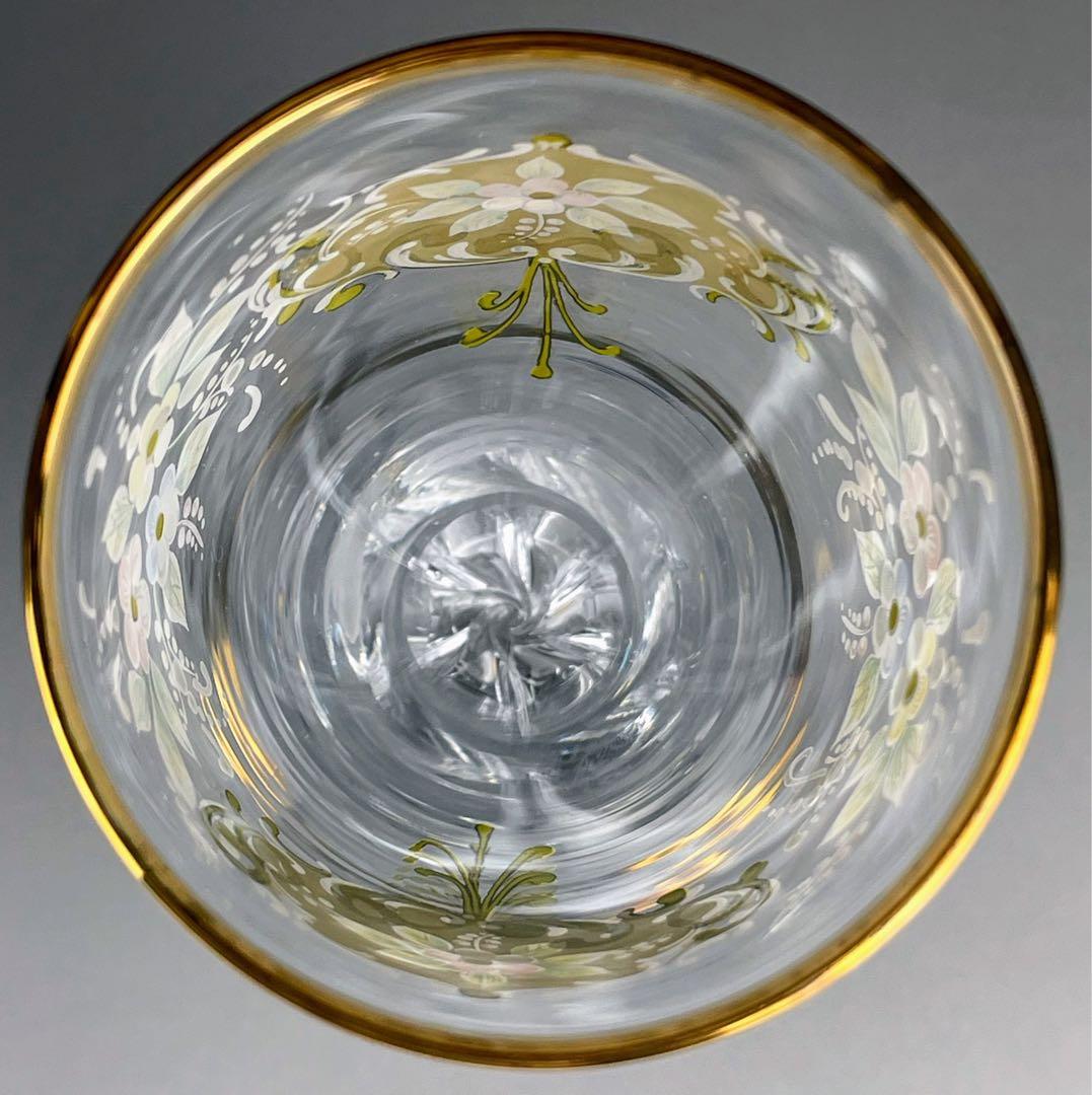 ボヘミアンガラス 盛上金彩 エナメル彩 ワイングラス ボヘミア グラス