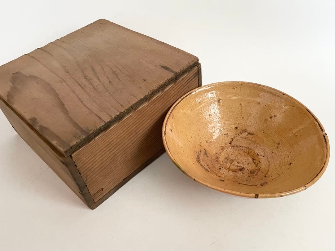 骨董 アンティーク 古楽山 楽山焼 平茶碗 夏茶碗 出雲 布志名 ニュウあり