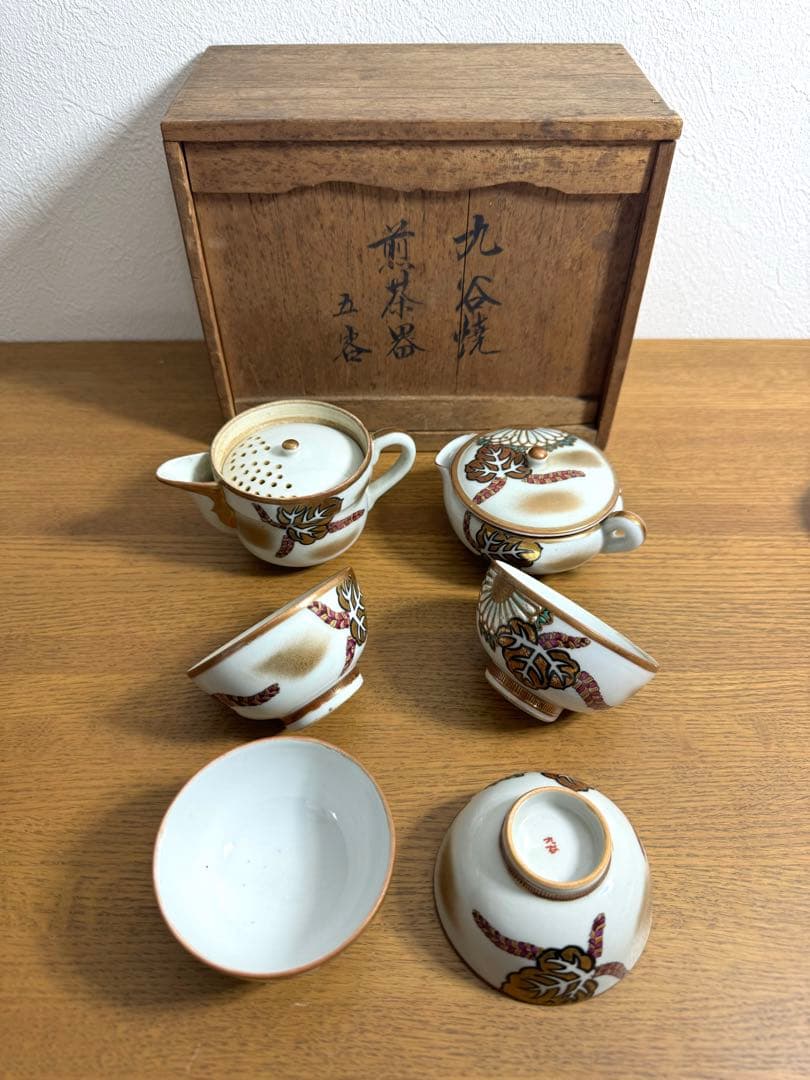 410 訳あり　古九谷煎茶器揃　共箱 煎茶器セット 九谷焼 色絵山水図（本体のみ） : 茶道具商 越中屋