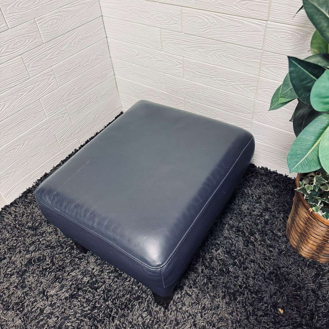 ワタリジャパン / HTL オットマン 総本革　濃紺 ネイビー レザー