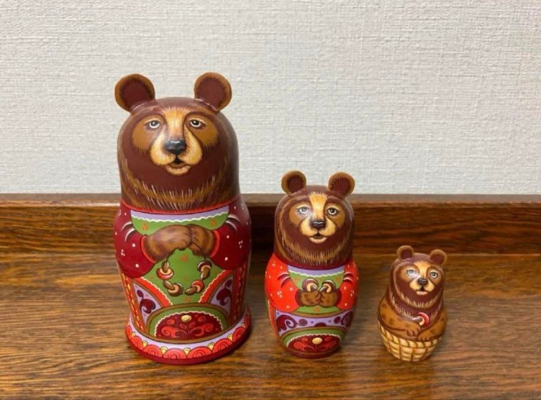 ロシア雑貨☆民話『3匹のクマ』熊マトリョーシカ(3P)オリガ作 アル