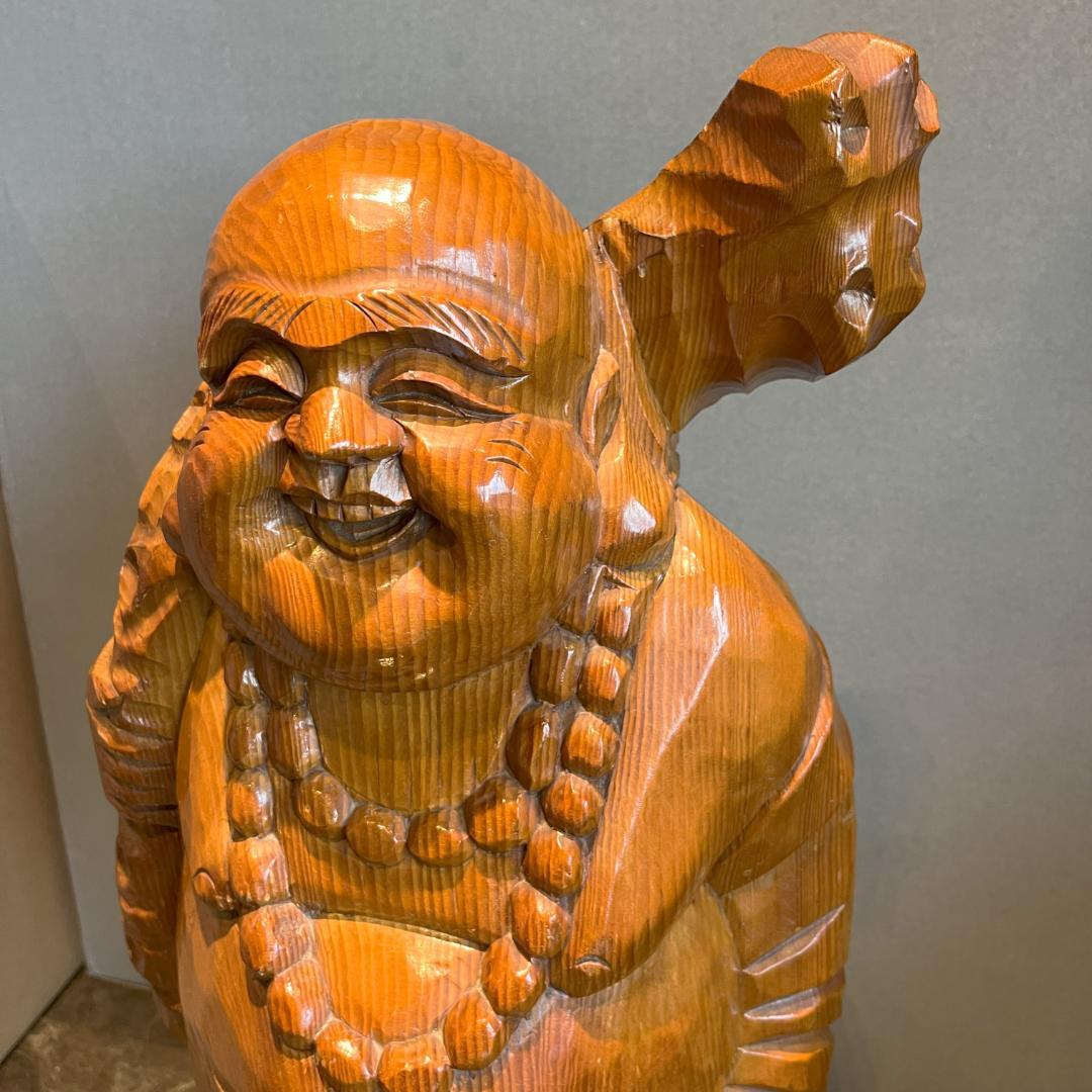 布袋尊 布袋様 七福神 木彫り 木製 高さ約59㎝ - メルカリ