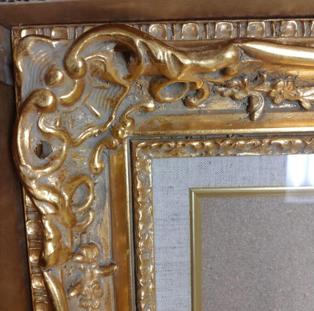 額縁 油絵/油彩額縁 成型フレーム F6号 ゴールド 金 アンティーク ガラス入