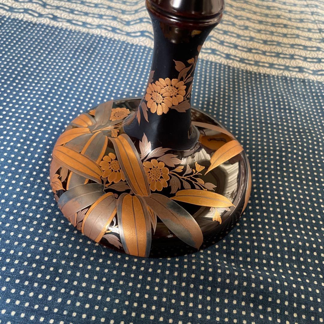 漆器 高台皿 蒔絵 金彩 木箱付き