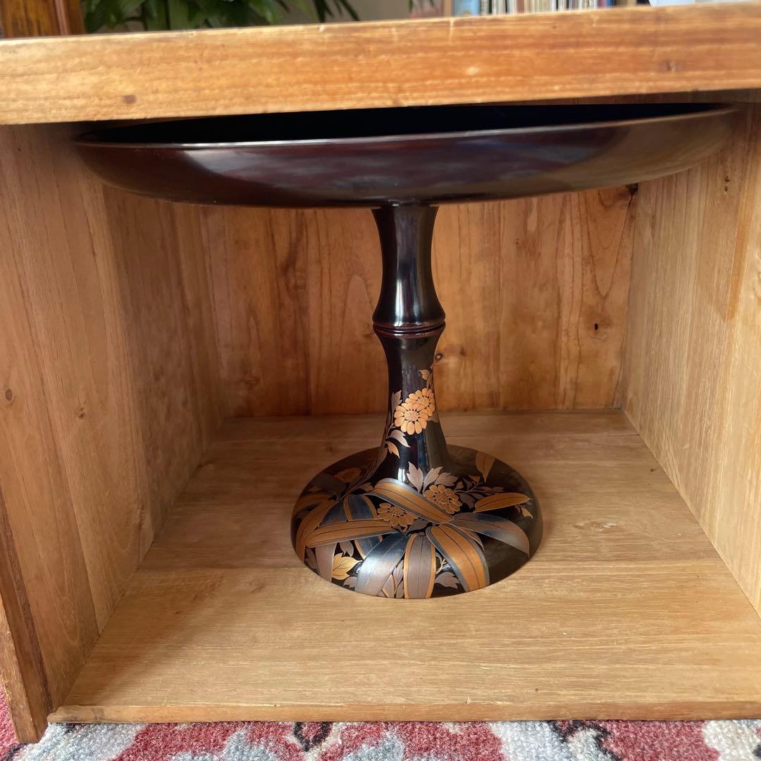 漆器 高台皿 蒔絵 金彩 木箱付き