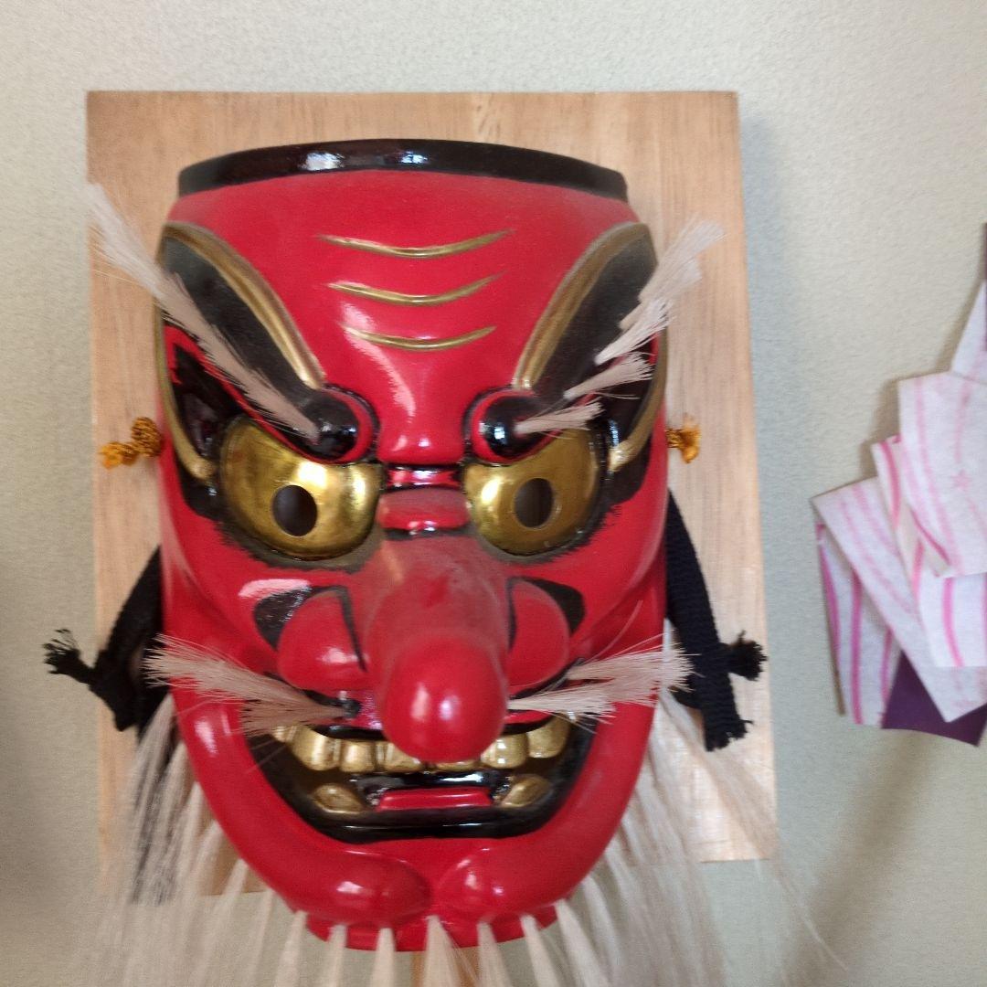 鬼面 木彫 神楽面 能面 お面 江戸時代 時代物 修正会修二会 木造仮面
