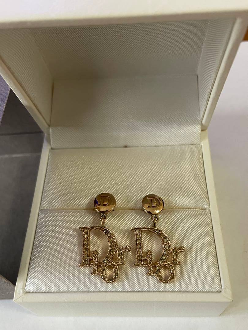 Dior ゴールド ロゴ ピアス クリスチャン・ディオール Christian Dior CD Navy スタッドピアス