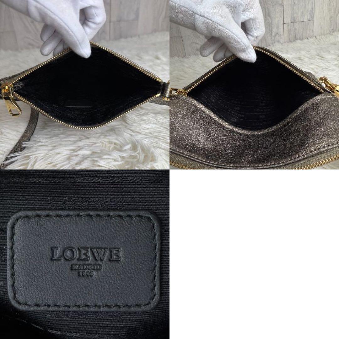 LOEWE ロエべ アナグラム パドロック レザー ショルダーバッグ ゴールド