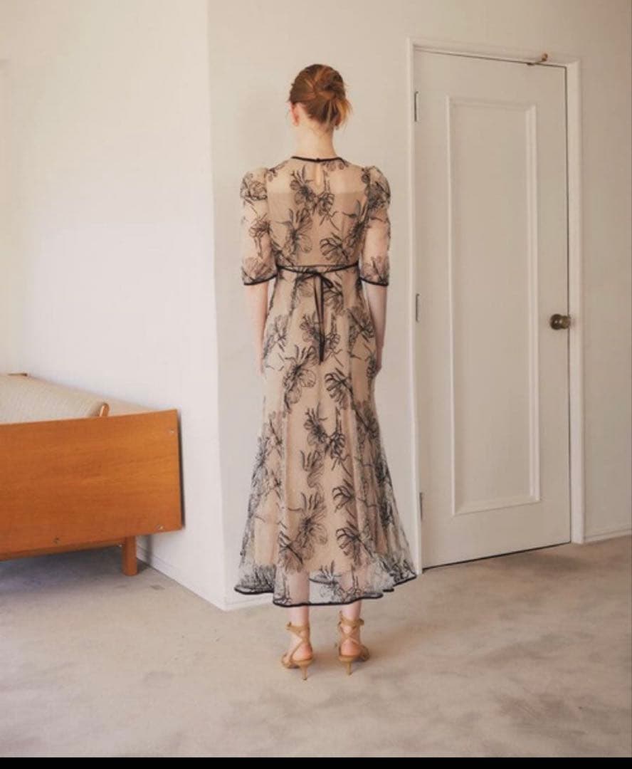 LEJA 花柄パフスリーブマーメイドドレス S